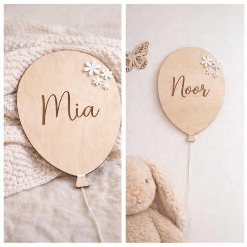 Houten Naamballon